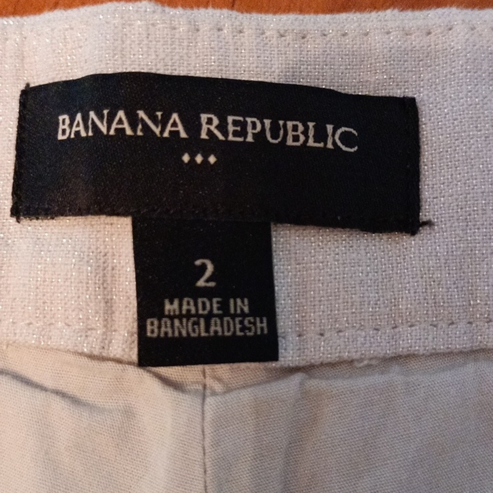 Banana Republic silver metallic linen cotton shorts ladies size 2 - Picture 7 of 11